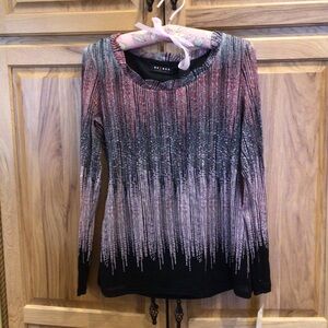 Axcess Liz Claiborne Long Sleeve Black & Pink Top M